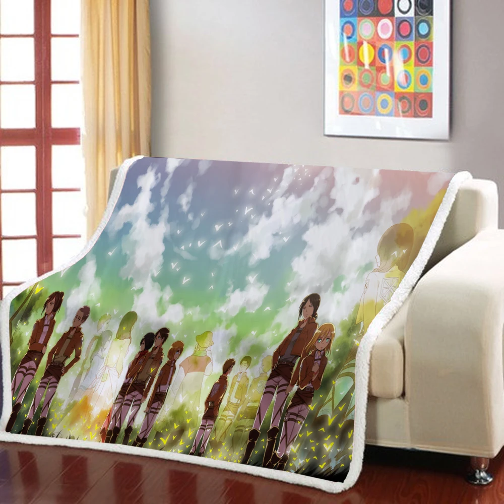 

Attack On Titan/Wings of Liberty Sherpa Blanket Fashion Weighted Blanket Animation Blanket For Kids Blanket Picnic Throw Blanket