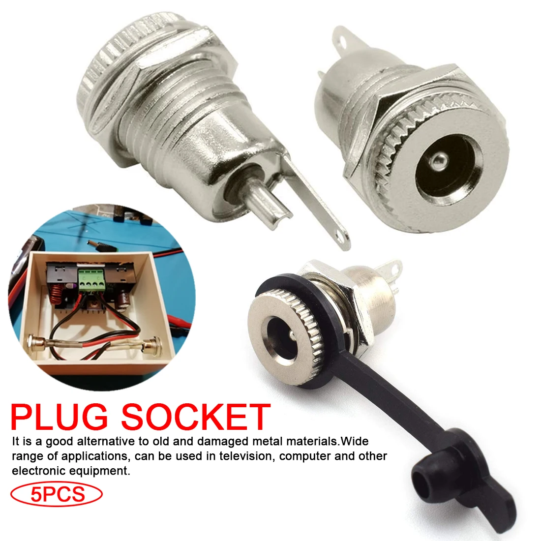 

5Pcs/lot DC099 5.5 mm x 2.1mm DC Power Jack Socket Female Panel Mount Connector metal 5.5*2.1 5.5*2.5
