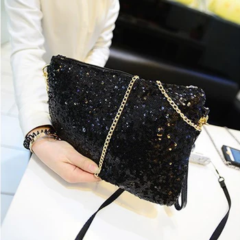 

Zipper Evening Party Chain Club Large Capacity Shoulder Bag Sequins Fashion Detachable Strap Glitter Women