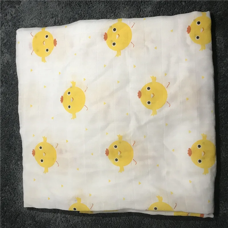 Детское стеганое одеяло хлопок детские пеленки мягкие одеяла для новорожденных Ванна Марля младенческой спальные принадлежности чехол для коляски игровой коврик - Цвет: cm chick