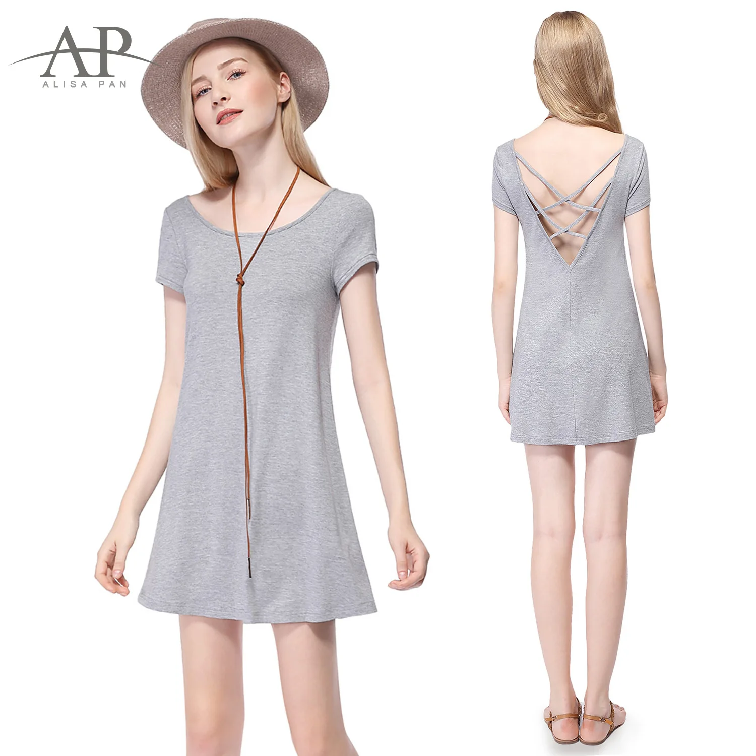 

2020 Europe And America Spring New Style Solid Color Modal Short-sleeve Dress