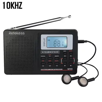 

RETEKESS V111 Portable FM Radio DSP Stereo MW SW LW Portable Radio Full Band World Receiver Clock Alarm 9KHZ 10KHZ Signal Audio