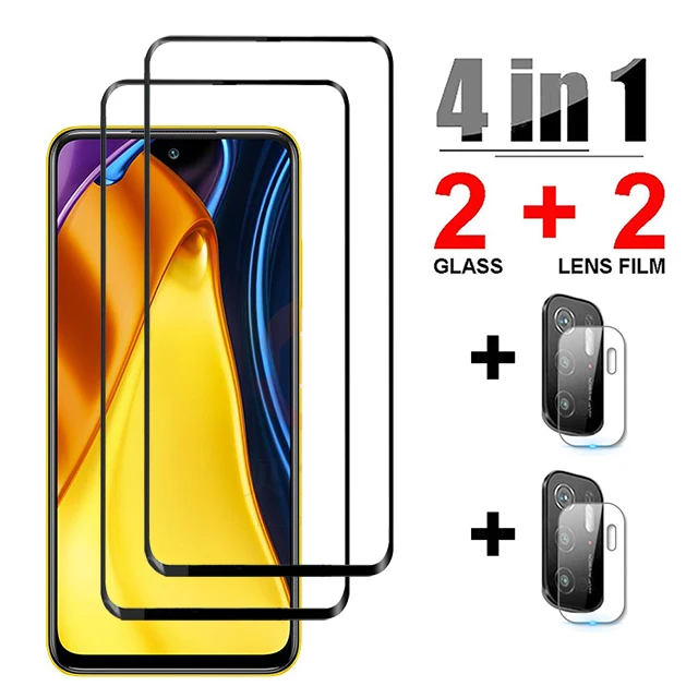 4in1 Protection Glass For Xiaomi Poco M3 X3 Pro F3 Screen Protector Camera Lens Tempered glass on Poco M3 Pro X3 NFC F3 Glass mobile screen guard Screen Protectors