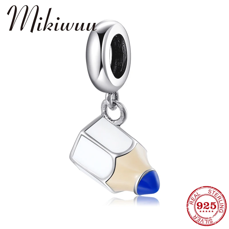 

Authentic 925 Sterling Silver White Enamel Colored pencils Charm Pendant Bead for Jewelry Making fit Original Pandora Bracelets