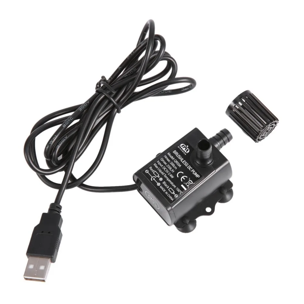 Ультра-тихий USB мини Бесщеточный DC водяной насос погружной фонтан аквариумный циркулирующий DC5V 2,4 Вт/4,8 Вт 250л/ч подъемник 2 м Новинка