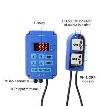

Digital Digital pH ORP Redox 2 in 1 Controller Monitor w/ Output Power Relay Control Electrode Probe BNC for Aquarium Plants