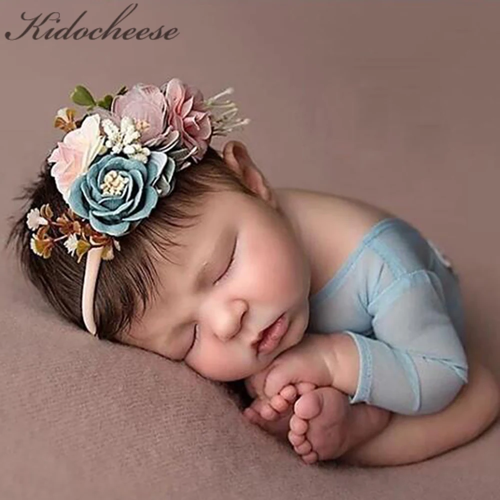 Tanio Baby Girl opaski Nylon w kwiaty z perłami noworodki