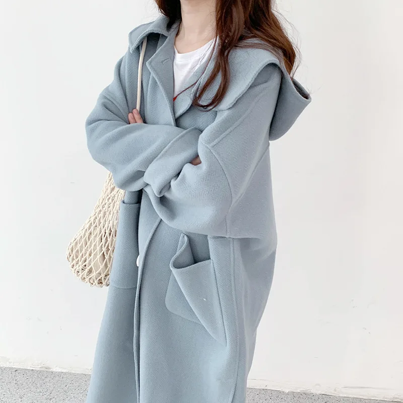 

Korean-style Sweet Popularity 19 Cashmere Coat Women's Long Autumn And Winter Coat Women's Double-Sided Woolen Overcoat Currentl