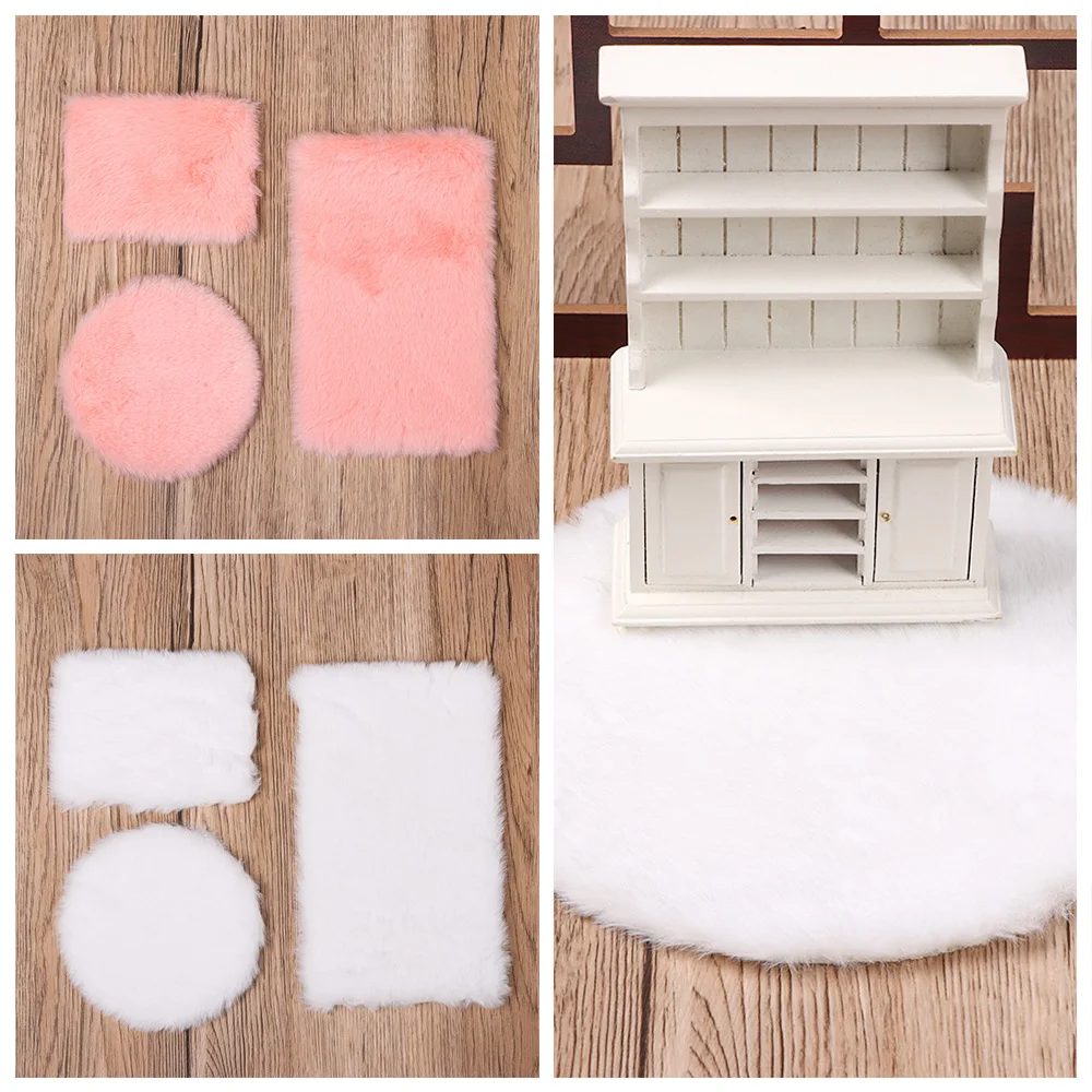 Doll Accessories 1/12 Scale Nordic Style Plush Carpet Floor Coverings For Dolls House