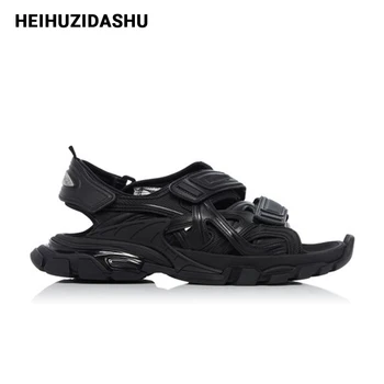 

2020 Summer Brand Design Women Sandals Black Buckle Velcro Flat Sandals Women Fashion Street Style Platform Sandals Women