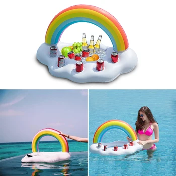 

Float Beer Drinking Cooler Table Bar Tray Beach Swimming Ring Summer Party Bucket Rainbow Cloud Cup Holder Inflatable Pool