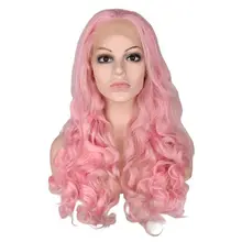 QQXCAIW синтетический парик с кружевом спереди для женщин светло-розовый цвет натуральный бесклеевой 22-26 дюймов длинные волнистые термостойкие тканевые крылья