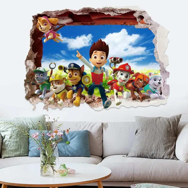 52-wall sticker Горячая Щенячий патруль Райдер-Рокки, Скай, Зума, щебень, Чейз, Маршалл, Аполлон супер собака Детская игрушка детский подарок на день рождения игрушка - Цвет: 52-wall sticker