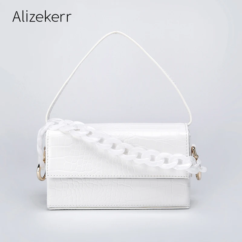 

Acrylic Strap Box Handbag Women Famous Designer Crocodile Pattern Small Square Tote Crossbody Bags Female Purse Bolsas De Mujer