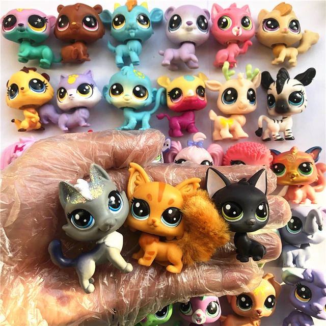 Littlest Pet Shop Random Bag 3 Pets & 7 LPS Accesories Lot Cat and Dog  Figures