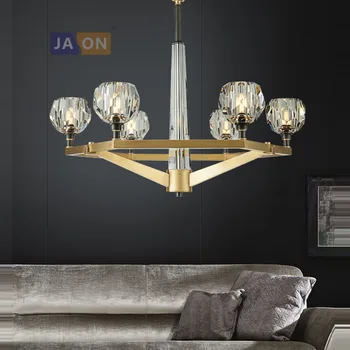 

ZISIZ g9 led Postmodern Copper Crystal Gold Clear LED Lamp LED Light.Pendant Lights.Pendant Lamp.Pendant light For Dinning Room