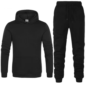 

Hoodies Men Solid color Sweatshirt Hoodies hip hop harajuku Casual Fashion Sportswear Fleece Warm Mens Hoodies Pants Suit 2Pcs