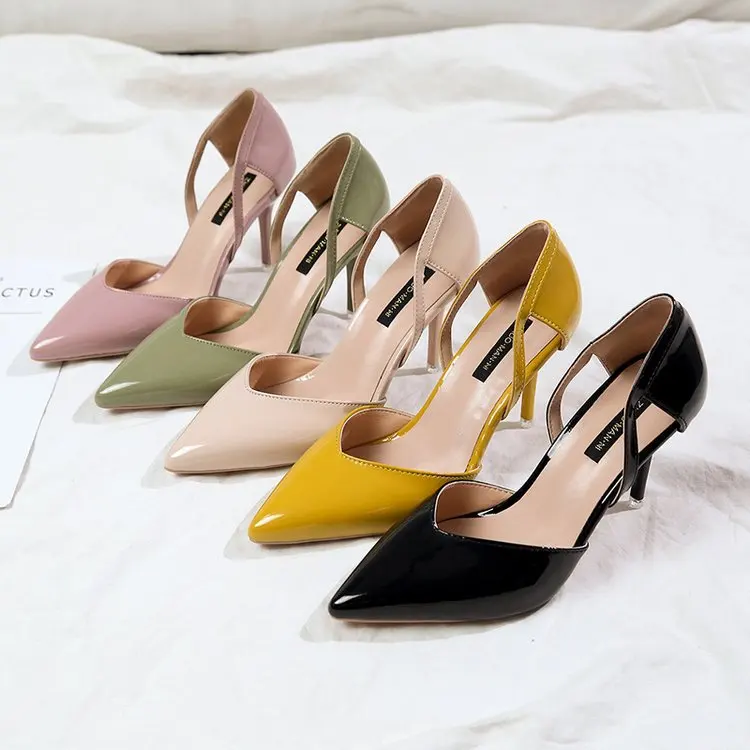 

2019 Spring And Summer New Style French GIRL'S High Heel Shoes Women's Thin Heeled Pointed-Toe Hallow Sandals Hipster Low-Cut On