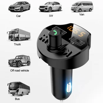 

Car Transmitter Bluetooth 5.0 Auto Mp3 Player Modulator Adapter Battery TF Card Hands- Dual USB Smart Chip U disk