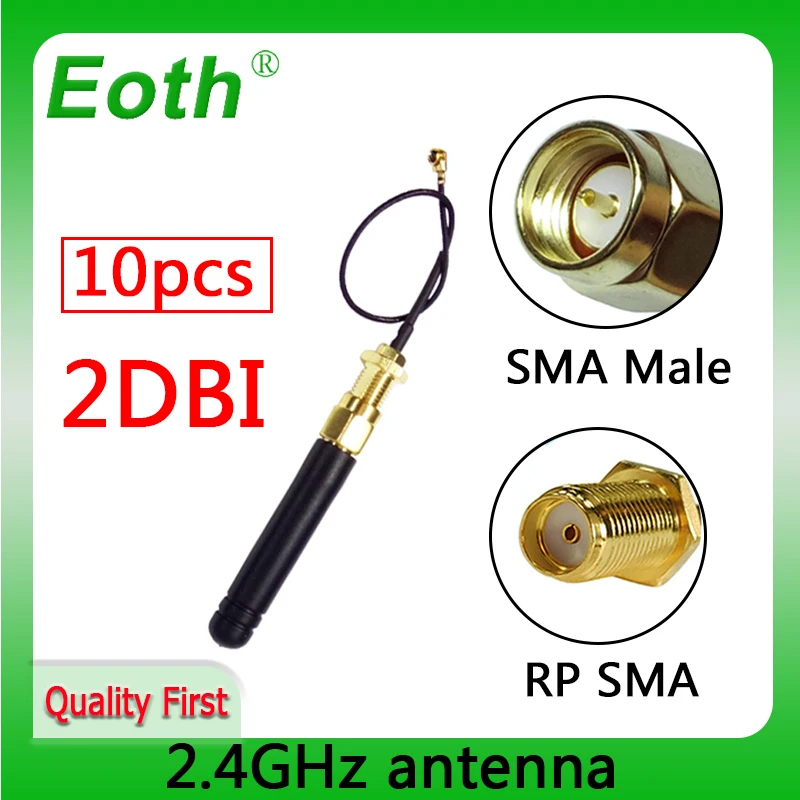 EOTH 10 шт. антенна 2 4g дБи sma штекер wlan Wi-Fi 4 ГГц IPX ipex 1 SMA гнездовой Удлинительный