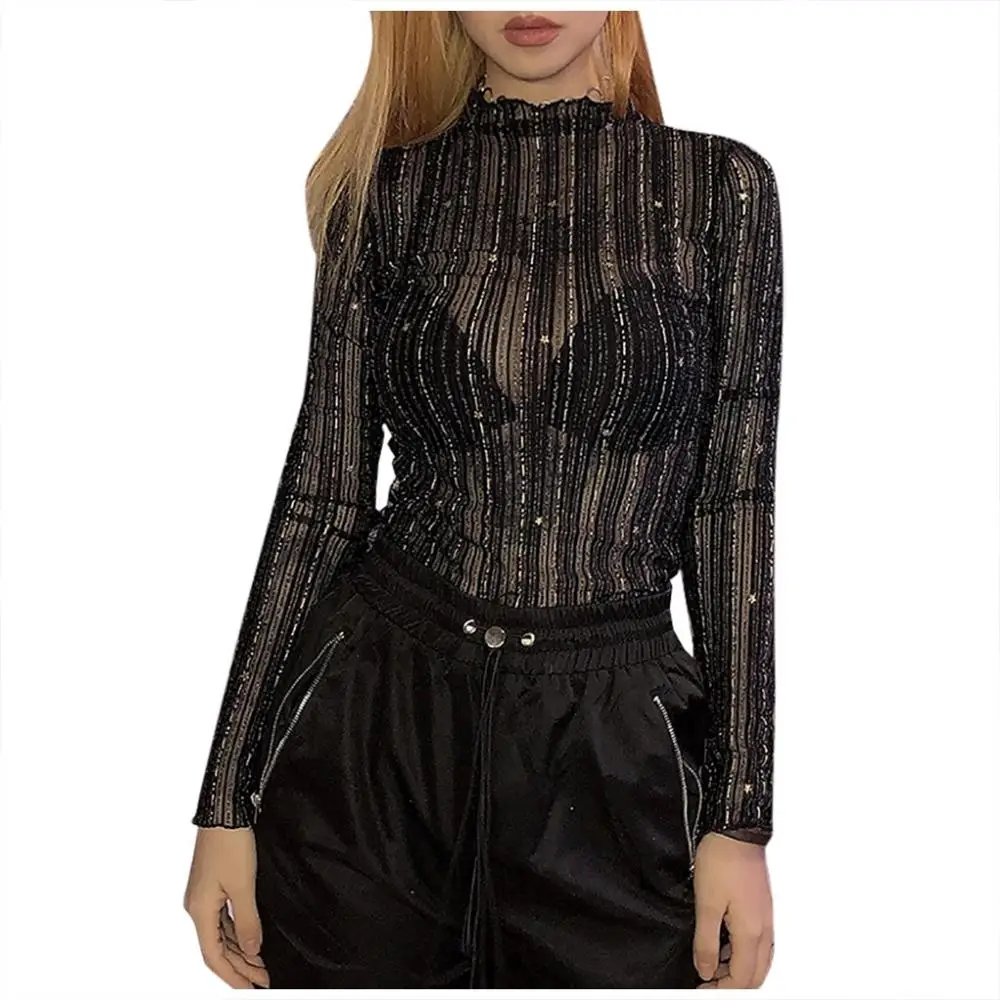 Spring Women Bodysuits Fashion Solid Perspective Long Sleeve Turtleneck Slim Fit Jumpsuit Bodis de Mujer 2020 New Drop Shipping |