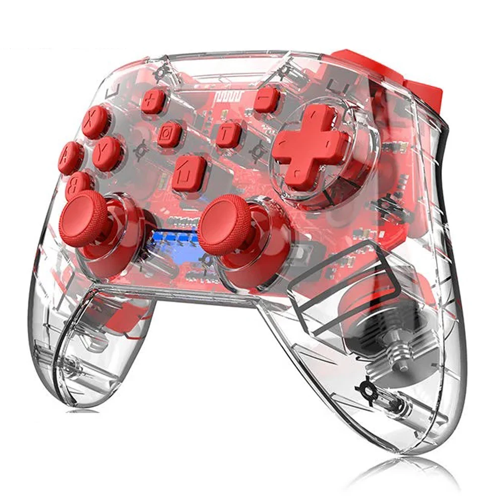 Hot Sale Wireless Controller Transparent Bluetooth Gamepad with 6-axis Gyro Adjustable Turbo Dual Vibrationfor Nintendo Switch