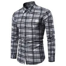 Весенняя и осенняя новая стильная мужская клетчатая рубашка с длинным рукавом, модная повседневная рубашка большого размера с заостренным воротником, Мужская Базовая рубашка