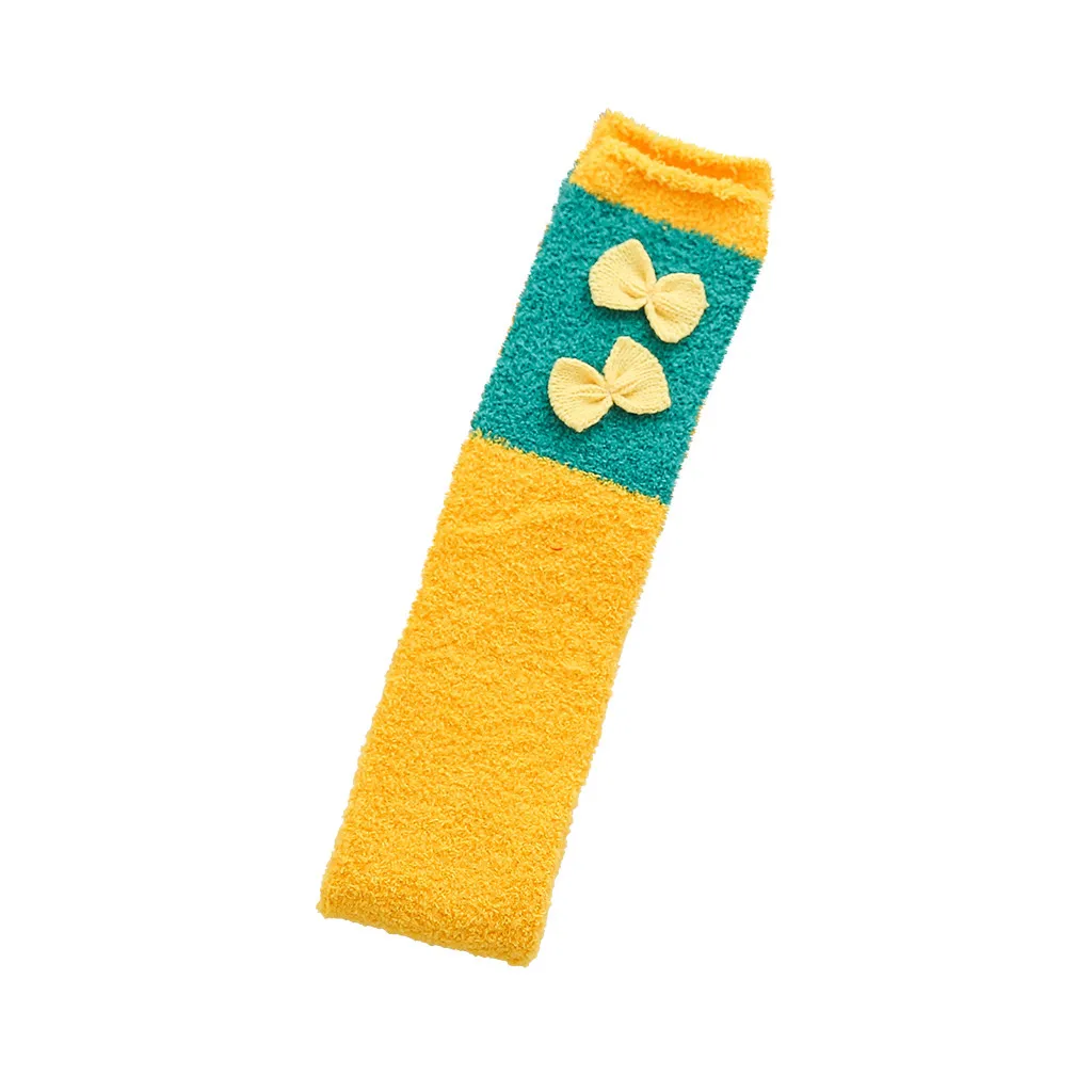 Kawaii/вязаные носки для девочек детские носки с героями мультфильмов детские длинные гольфы Детский Рождественский подарок, Весенние чулки для девочек - Цвет: Цвет: желтый
