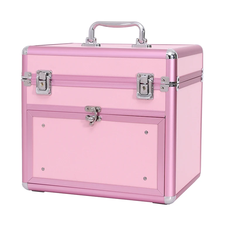 pink Новинка, коробка для инструментов для дизайна ногтей, большое пространство, чехол для костюма для макияжа, 4 цвета, женский косметический чехол,, органайзер для хранения косметики, сумка, переносная - Цвет: pink