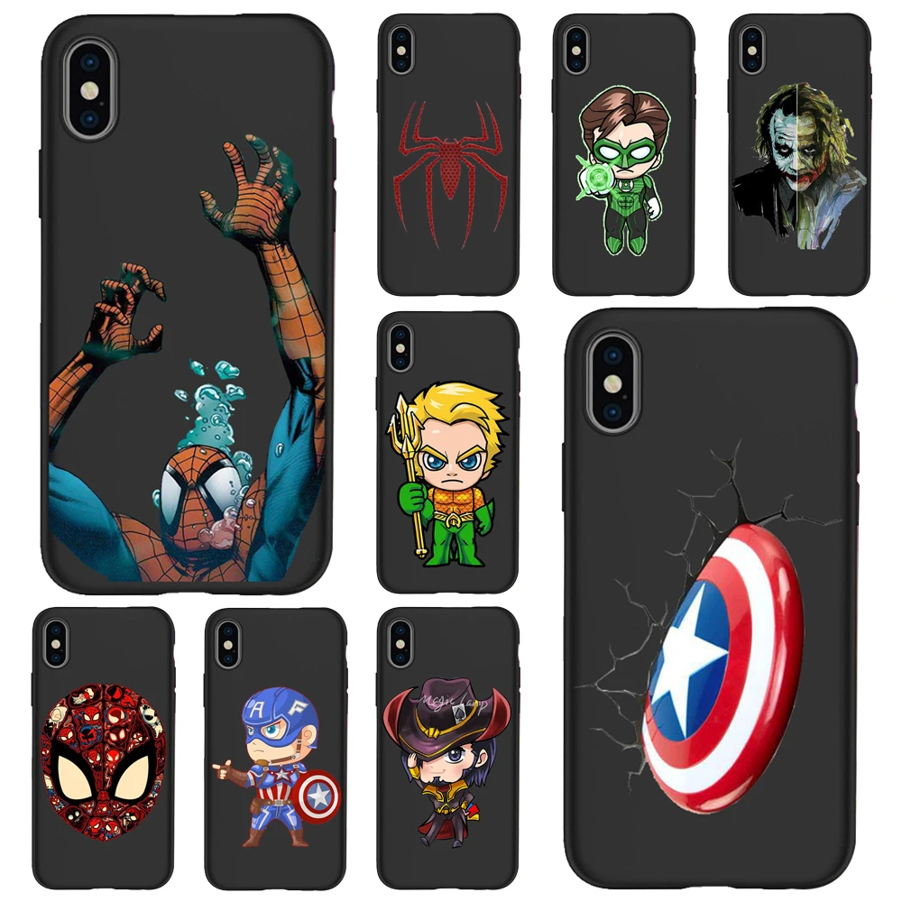 

Mask hero DC Spider-Man for iPhone 11 Pro Cover Xr Xs Max X 6 6S Plus 5 5S SE TPU For iphone 7plus phone case Black Silicone