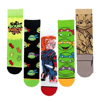 

Funny Cartoon Anime Print AB Socks Creative Fashion Personalized Novelty Men Women Comfort Breathable Pink Yellow Cotton Sock