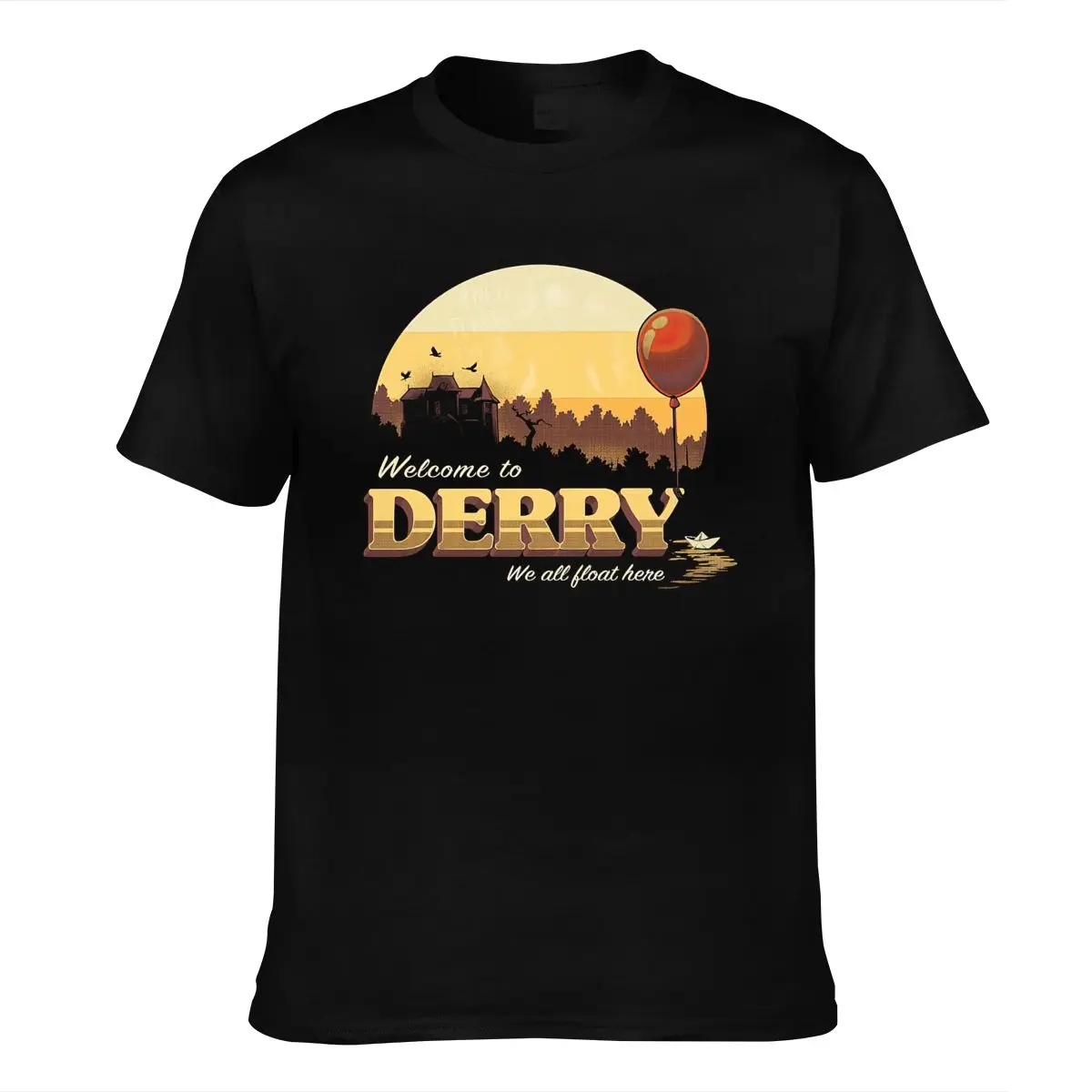 

Cotton High Quality Derry Tops 100% Balloons Welcome To T Shirts It Horror Movie T Shirt Pennywise