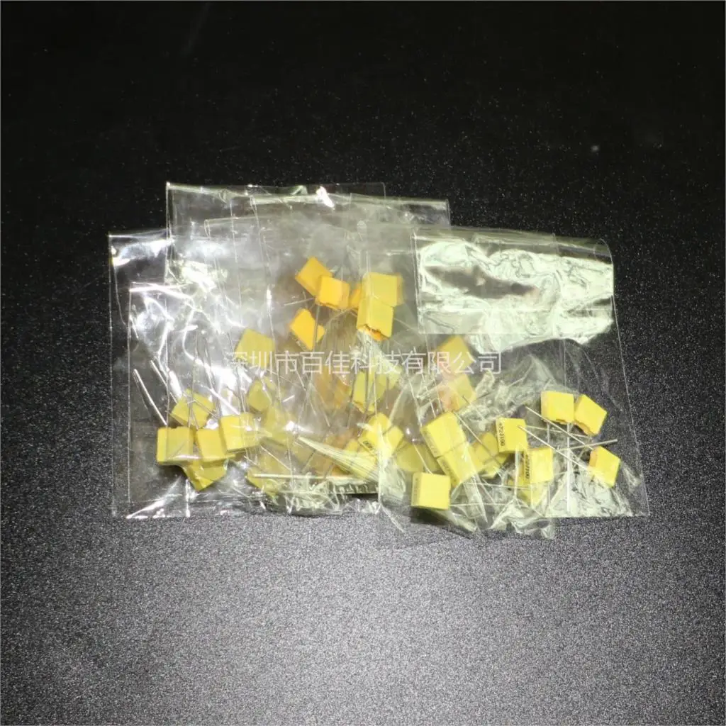 

50pcs Correction Capacitor Component Package Yellow Square Capacitor Package 1nf - 0.47uf Film Capacitor Kit
