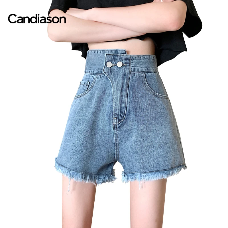 

2020 new Casual Women Denim Shorts summer high waist was thin and loose raw edges A word hot pants tide ins Ladies Bottom