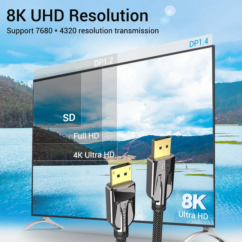 Vention 8K DisplayPort Cable - Premium 3m Display Connector for High-Resolution Displays