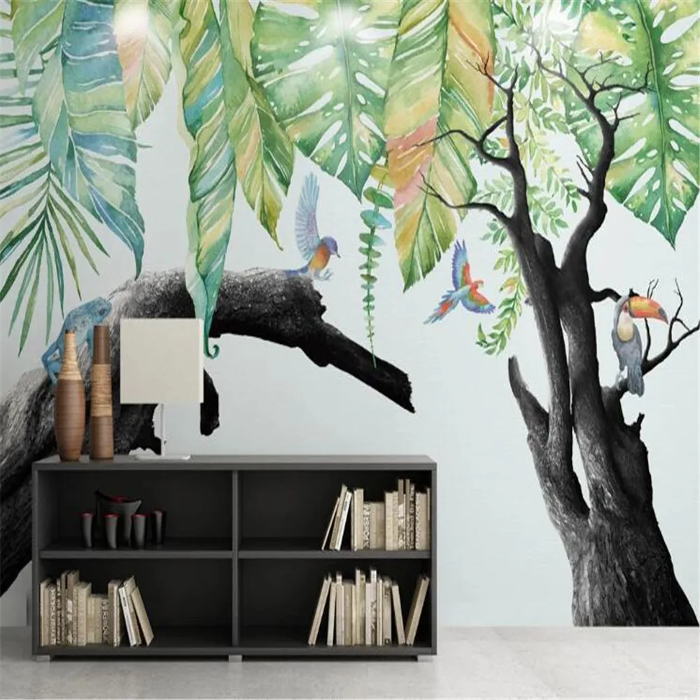 

Milofi custom mural wallpaper tropical rain forest plant dead tree background wall paper mural