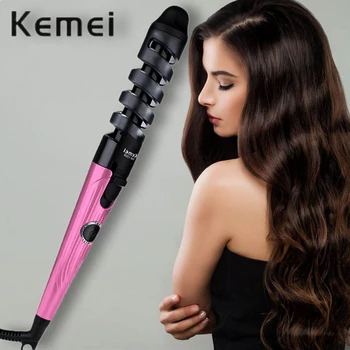 

Kemei Magic Hair Curler Roller Spiral Curling Iron Salon Curling Wand Electric Professional Hair Styler Beauty Styling Tool D40