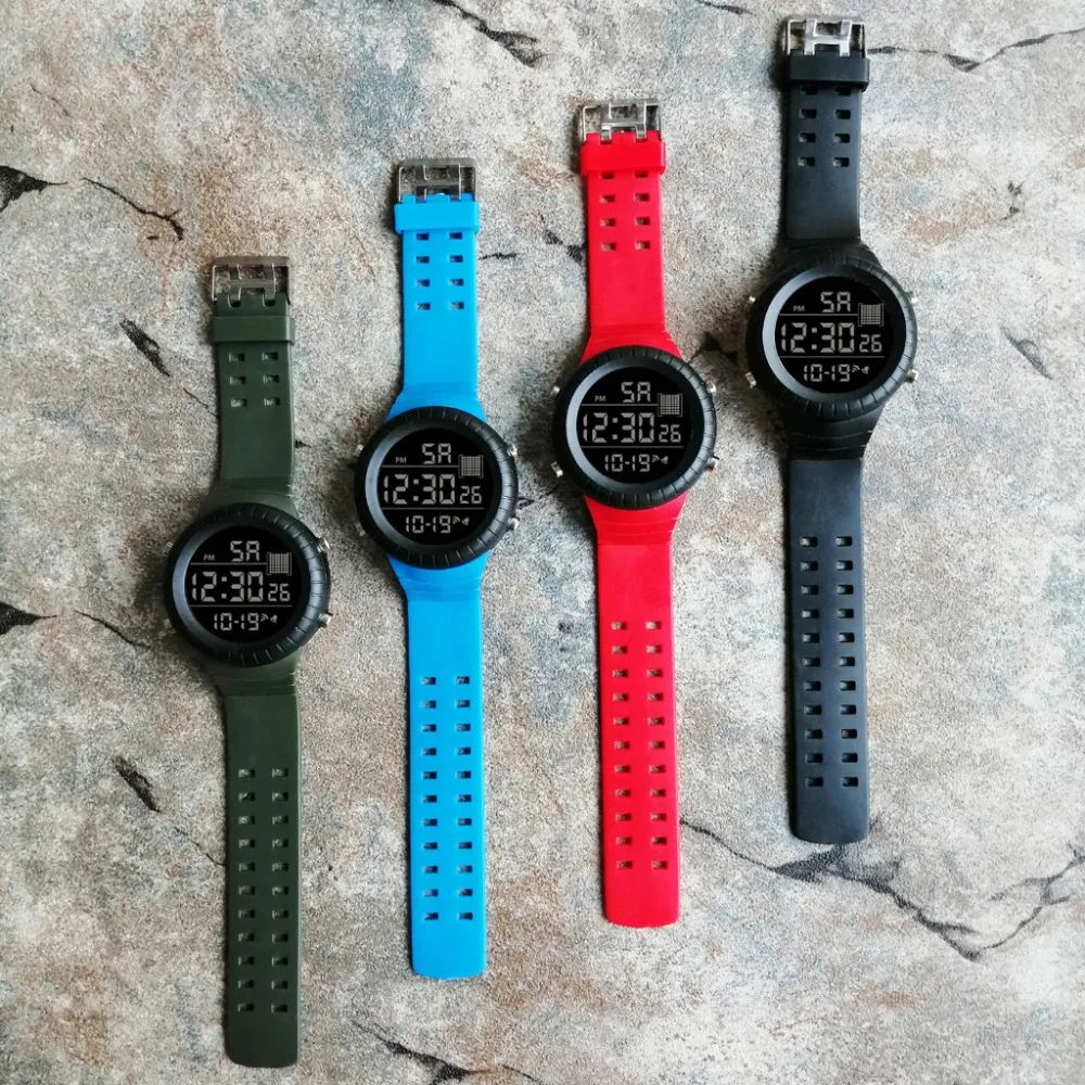 Relogio часы reloj мужские модные часы для мальчиков водонепроницаемые ЖК-цифровые часы с секундомером и датой Резиновые Спортивные наручные часы водонепроницаемые Q7