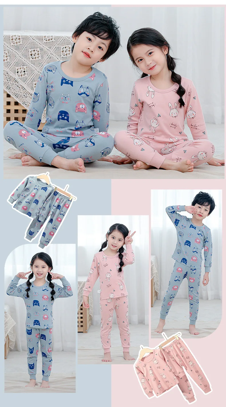 Kids Boys Fox Pajamas Sets Toddler Pyjamas Children Clothes Christmas Sleepwear Child Cotton Pijamas Baby Girls Homewear 4 6 8 9 baby nightgowns dress