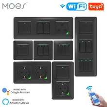 WiFi Smart Licht Wand Schalter Buchse Push-Taste Smart Leben Tuya Drahtlose Fernbedienung Arbeit mit Alexa Google Home DE EU UK UN