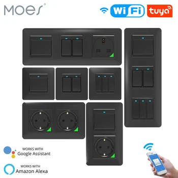 WiFi Smart Light Wall Switch Socket Push Button Smart Life Tuya Wireless Remote Control Work with Alexa Google Home DE EU UK UN qiachip uk plug standard wifi low power smart home outlet light lamp switch socket remote control switch work with amazon alexa