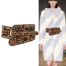 Леопардовая куртка с принтом женские декоративные платье-свитер модный Джокер тянущийся эластичный широкий с заклепками и ремешками