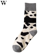 Womail женские модные яркие носки с принтом коровы повседневные хлопковые носки