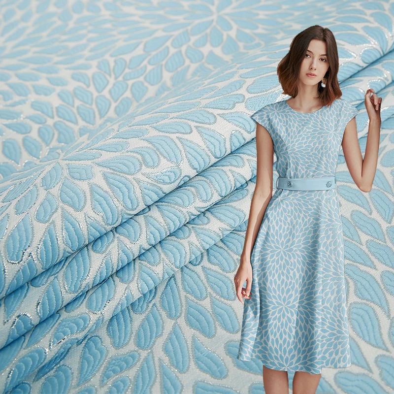 Tela Jacquard para vestido con brocado, tejido teñido de hilo por metro, tela de alta calidad para ropa de AliExpress