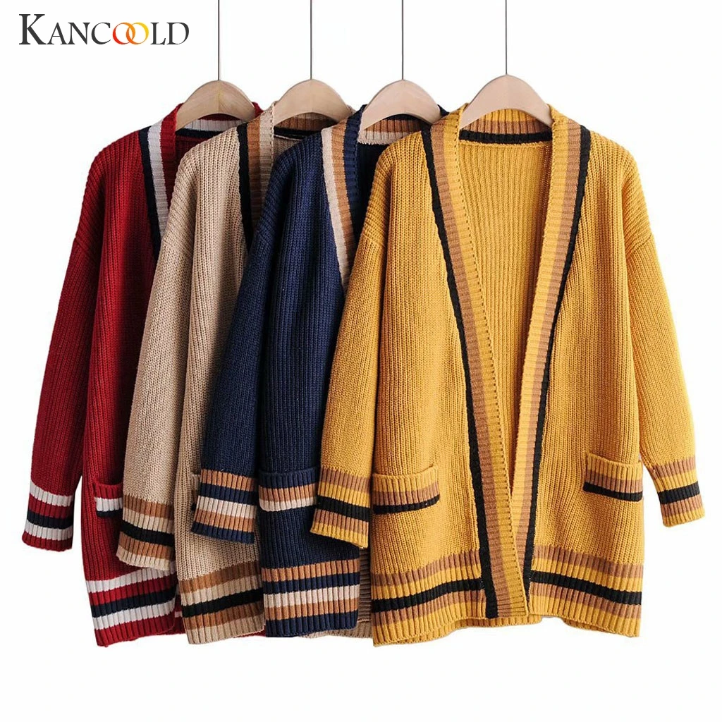 

KANCOOLD 2019 Autumn Cardigan Solid Long Hooded Sweater Women Winter Female Coats Casual Knitted Long Sweaters Streetwear