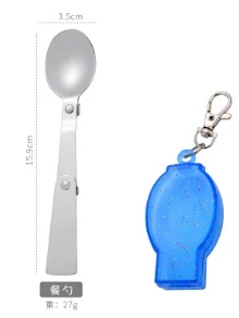 Blue Soup Spoon Вилка для прогулок и походов Складная ложка для пикника из нержавеющей стали Spork походная кухонная посуда инструмент - Цвет: Blue Soup Spoon
