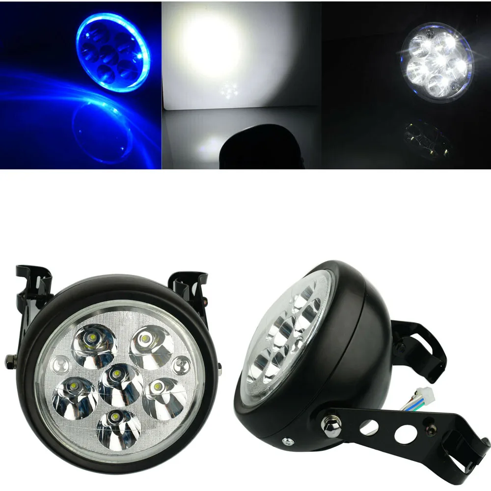 6.5&quot Motorcycle LED Headlight HeadLamp Bulb With Angel Ring Bracket 28mm-36mm for Harley Sportster Cafe Racer Bobber |
