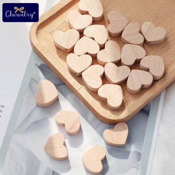 

50pc Wooden Beads Beech Baby Teether Bird Hearts Beads Wooden Rodent Blank BPA Free For DIY Necklace Pacifier Chain Newborn Gift
