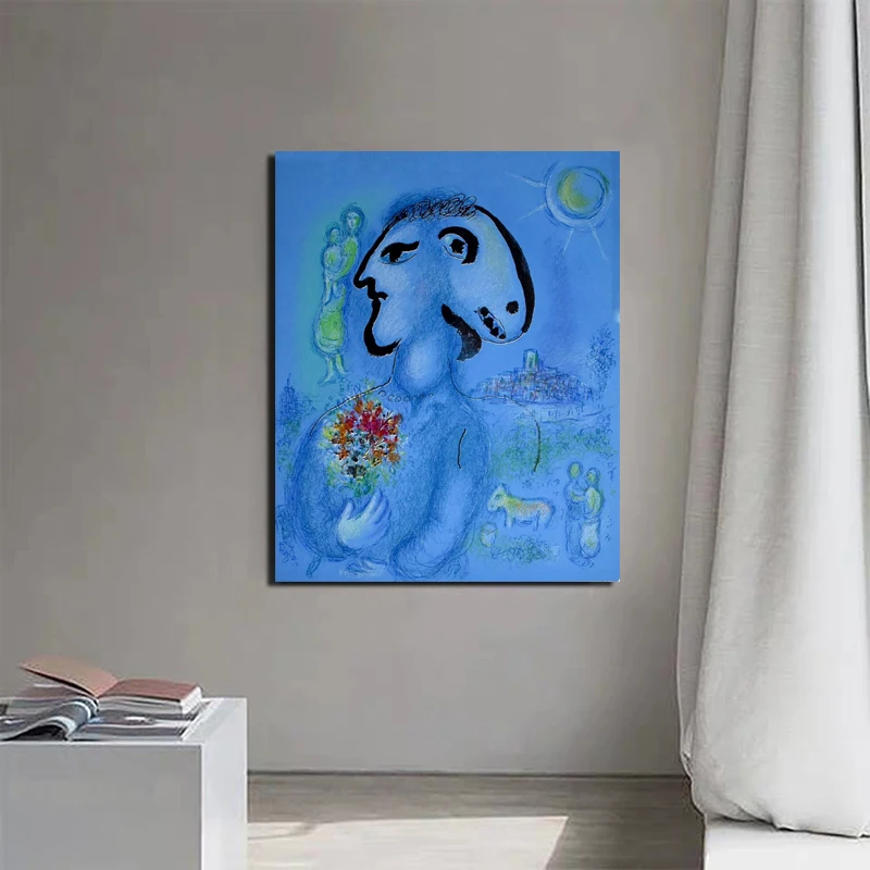 Настенная картина с голубыми птицами Марк Chagall постеры на холсте современная для