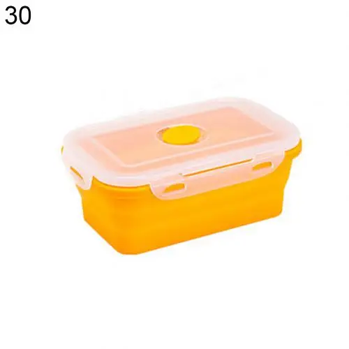 Orange 1200ml 350/540/800/1200ml силиконовая складная коробка для завтрака бенто ланч бокс чаша Еда контейнер салат контейнер для хранения Кухня аксессуары - Цвет: Orange 1200ml